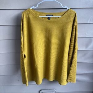 Eileen Fisher Womens ribbed wool boxy Mustard yellow sweater size 1X Sustainable